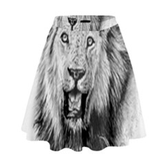 Lion Wildlife Art And Illustration Pencil High Waist Skirt by Celenk