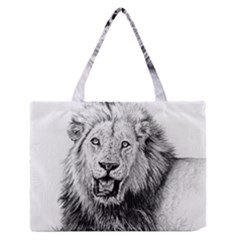 Lion Wildlife Art And Illustration Pencil Zipper Medium Tote Bag by Celenk