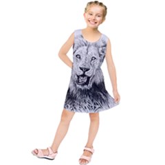 Lion Wildlife Art And Illustration Pencil Kids  Tunic Dress by Celenk