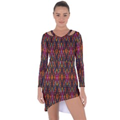 Thai Silk Asymmetric Cut-out Shift Dress by Celenk