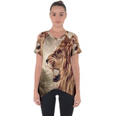 Roaring Lion Cut Out Side Drop Tee by Celenk