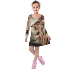 Roaring Lion Kids  Long Sleeve Velvet Dress by Celenk