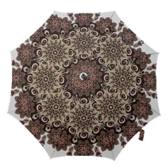 Mandala Pattern Round Brown Floral Hook Handle Umbrellas (small) by Celenk