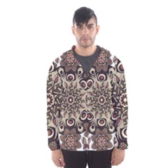 Mandala Pattern Round Brown Floral Hooded Wind Breaker (men)