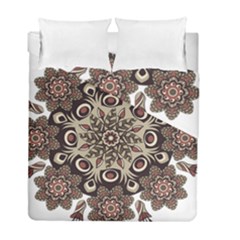 Mandala Pattern Round Brown Floral Duvet Cover Double Side (full/ Double Size) by Celenk