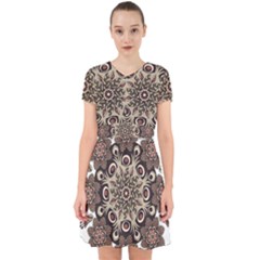 Mandala Pattern Round Brown Floral Adorable In Chiffon Dress