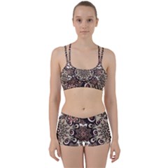 Mandala Pattern Round Brown Floral Women s Sports Set by Celenk