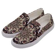 Mandala Pattern Round Brown Floral Men s Canvas Slip Ons by Celenk