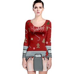 Hilarious Holidays  Long Sleeve Velvet Bodycon Dress by Valentinaart