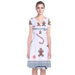 Hilarious Holidays  Short Sleeve Front Wrap Dress by Valentinaart