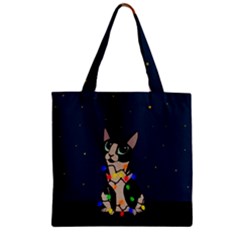 Meowy Christmas Zipper Grocery Tote Bag by Valentinaart