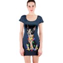 Meowy Christmas Short Sleeve Bodycon Dress View1