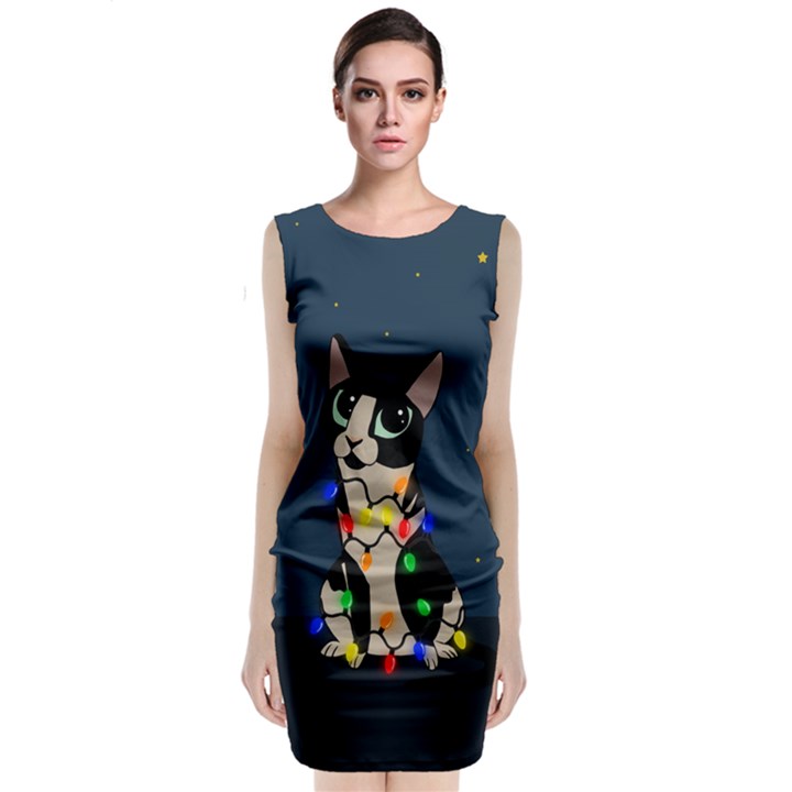 Meowy Christmas Classic Sleeveless Midi Dress