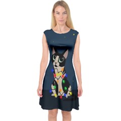 Meowy Christmas Capsleeve Midi Dress by Valentinaart