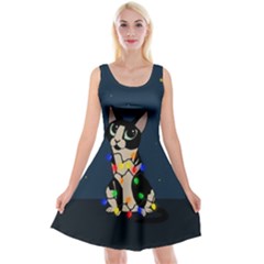 Meowy Christmas Reversible Velvet Sleeveless Dress by Valentinaart