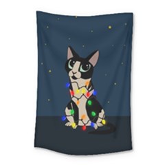 Meowy Christmas Small Tapestry by Valentinaart