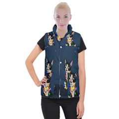 Meowy Christmas Women s Button Up Puffer Vest by Valentinaart