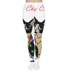 Meowy Christmas Women s Tights by Valentinaart