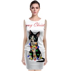 Meowy Christmas Classic Sleeveless Midi Dress by Valentinaart