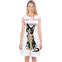 Meowy Christmas Capsleeve Midi Dress by Valentinaart