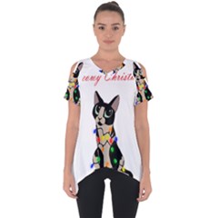 Meowy Christmas Cut Out Side Drop Tee by Valentinaart