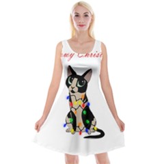 Meowy Christmas Reversible Velvet Sleeveless Dress by Valentinaart