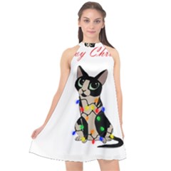 Meowy Christmas Halter Neckline Chiffon Dress  by Valentinaart