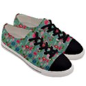 Vintage Christmas Hand-painted Ornaments in Multi Colors on Teal Men s Low Top Canvas Sneakers View3