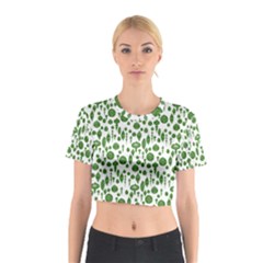 Vintage Christmas Ornaments In Green On White Cotton Crop Top by PodArtist