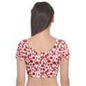 Vintage Christmas Ornaments in Red on White Velvet Short Sleeve Crop Top  View2