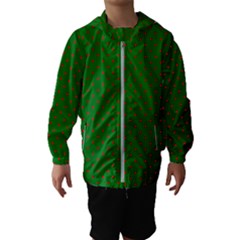 Mini Red Dots On Christmas Green Hooded Wind Breaker (kids) by PodArtist