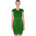 Mini Red Dots on Christmas Green Capsleeve Drawstring Dress  View1