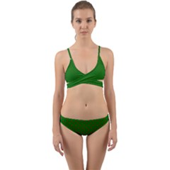 Mini Red Dots On Christmas Green Wrap Around Bikini Set by PodArtist