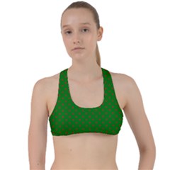 Mini Red Dots On Christmas Green Criss Cross Racerback Sports Bra by PodArtist