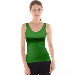 Mini Red Dots On Christmas Green Tank Top by PodArtist