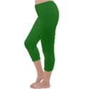 Mini Red Dots on Christmas Green Capri Winter Leggings  View2