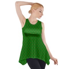 Mini Red Dots On Christmas Green Side Drop Tank Tunic by PodArtist