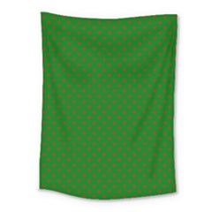 Mini Red Dots On Christmas Green Medium Tapestry by PodArtist