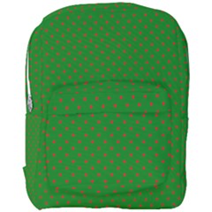 Mini Red Dots On Christmas Green Full Print Backpack by PodArtist