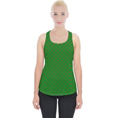 Mini Red Dots On Christmas Green Piece Up Tank Top by PodArtist