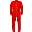 Small Christmas Green Polka dots on Red OnePiece Jumpsuit (Men)  View1