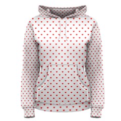 Small Christmas Red Polka Dot Hearts On Snow White Women s Pullover Hoodie by PodArtist