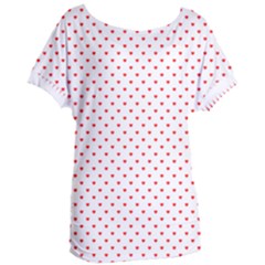 Small Christmas Red Polka Dot Hearts On Snow White Women s Oversized Tee by PodArtist