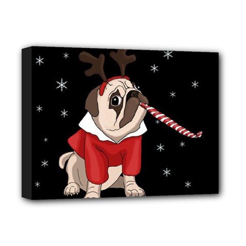 Pug Xmas Deluxe Canvas 16  X 12   by Valentinaart