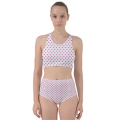 Small Christmas Red Polka Dot Hearts On Snow White Racer Back Bikini Set by PodArtist