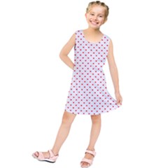 Small Christmas Red Polka Dot Hearts On Snow White Kids  Tunic Dress by PodArtist