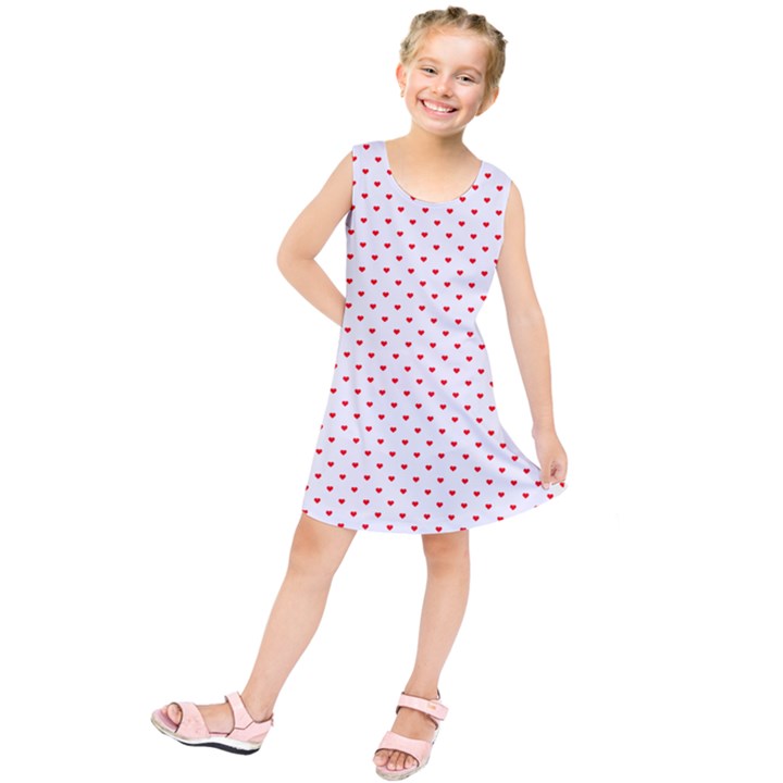 Small Christmas Red Polka Dot Hearts On Snow White Kids  Tunic Dress