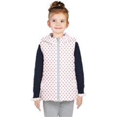 Small Christmas Red Polka Dot Hearts On Snow White Kid s Puffer Vest by PodArtist