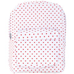 Small Christmas Red Polka Dot Hearts On Snow White Full Print Backpack by PodArtist