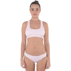 Small Christmas Red Polka Dot Hearts On Snow White Cross Back Hipster Bikini Set by PodArtist